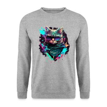 Cybper Cat - Unisex Sweatshirt - salt & pepper - Front - Alina (178cm) & Michal (187cm)