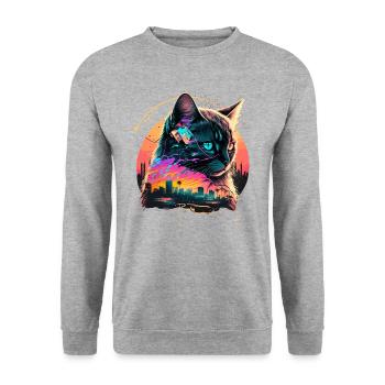 Miami Beach Cat - Unisex Sweatshirt - salt & pepper - Front - Alina (178cm) & Michal (187cm)
