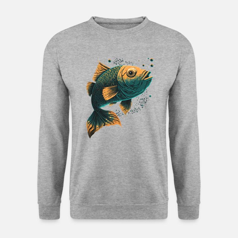 Fischfächer Illustration - Unisex Pullover - Weißgrau meliert