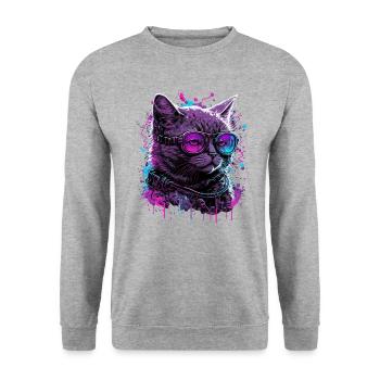 Vaporcat - Unisex Pullover - Weißgrau meliert - Vorne - Alina (178cm) & Michal (187cm)