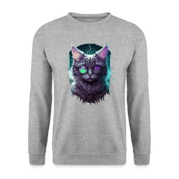 Sky High Cat - Unisex Sweatshirt - salt & pepper - Front - Alina (178cm) & Michal (187cm)
