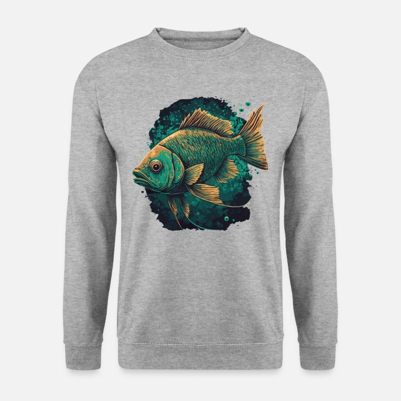 Fisch Kunstwerk - Unisex Pullover - Weißgrau meliert