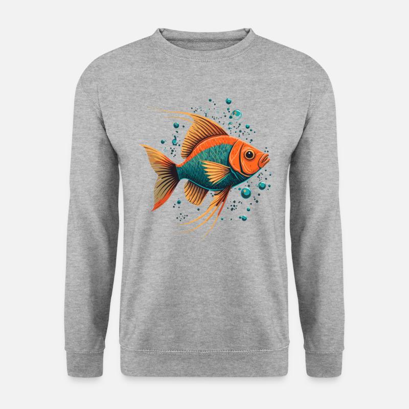 Einzigartige Fischillustration - Unisex Pullover - Weißgrau meliert