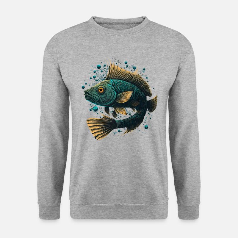 Tiefseefischliebhaber - Unisex Pullover - Weißgrau meliert