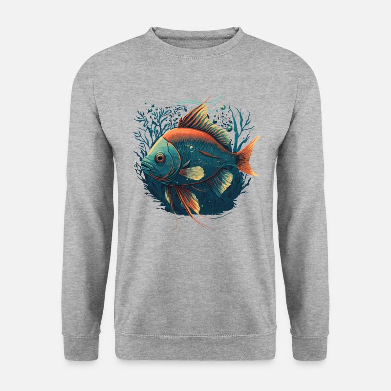 Verrückte Fische - Unisex Pullover - Weißgrau meliert