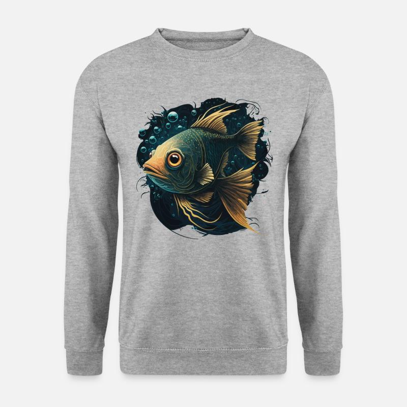 Niedlicher Fisch - Unisex Pullover - Weißgrau meliert