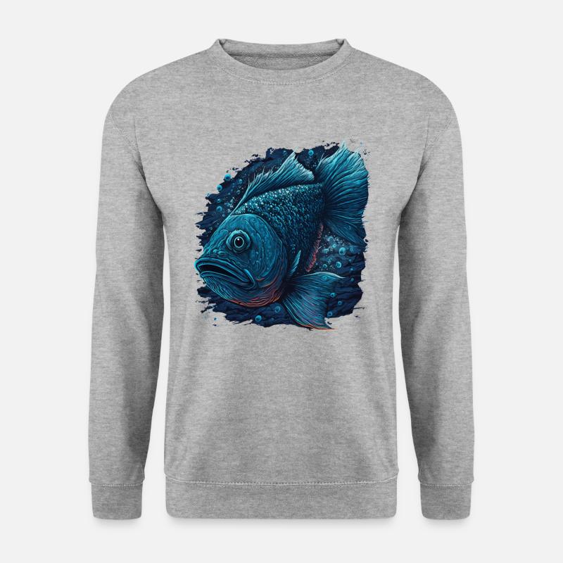Wirklich hässlicher Fisch - Unisex Pullover - Weißgrau meliert