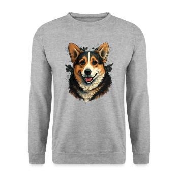 Formal Post Corgi - Unisex Sweatshirt - salt & pepper - Front - Alina (178cm) & Michal (187cm)