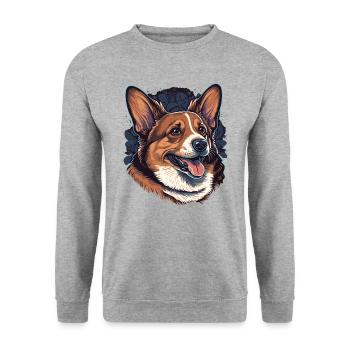 Corgi brun joyeux - Sweat-shirt Unisexe - gris chiné - Devant - Alina (178cm) & Michal (187cm)
