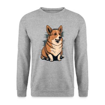 Fat Corgi - Unisex Sweatshirt - salt & pepper - Front - Alina (178cm) & Michal (187cm)