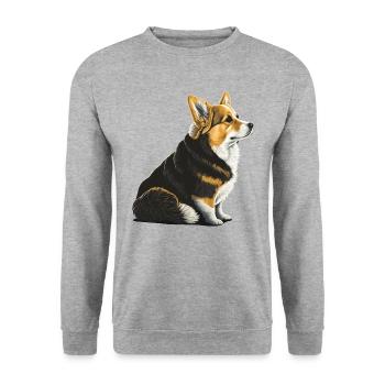 Trauriger Corgi - Unisex Pullover - Weißgrau meliert - Vorne - Alina (178cm) & Michal (187cm)