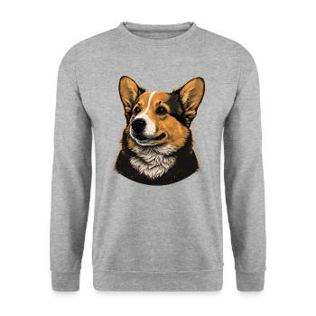 À la recherche de Corgi - Sweat-shirt Unisexe - gris chiné - Devant - Alina (178cm) & Michal (187cm)
