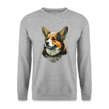 Formal Post Corgi - Unisex Sweatshirt - salt & pepper - Front - Alina (178cm) & Michal (187cm)
