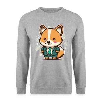 Adorable Corgi - Sweat-shirt Unisexe - gris chiné - Devant - Alina (178cm) & Michal (187cm)