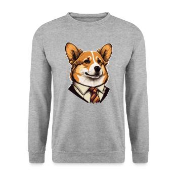 Formal Corgi Illustration - Unisex Sweatshirt - salt & pepper - Front - Alina (178cm) & Michal (187cm)