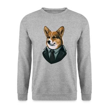 Dedective Corgi Art Illustration - Unisex Sweatshirt - salt & pepper - Front - Alina (178cm) & Michal (187cm)