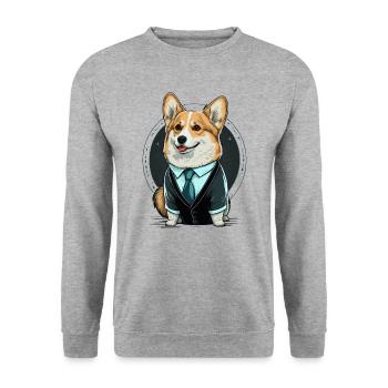 Stylelish Corgi in Suit - Unisex Sweatshirt - salt & pepper - Front - Alina (178cm) & Michal (187cm)