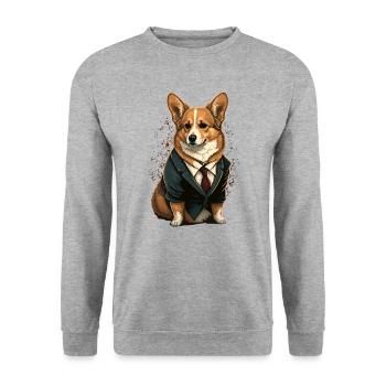 Corgi Hund - Unisex Pullover - Weißgrau meliert - Vorne - Alina (178cm) & Michal (187cm)