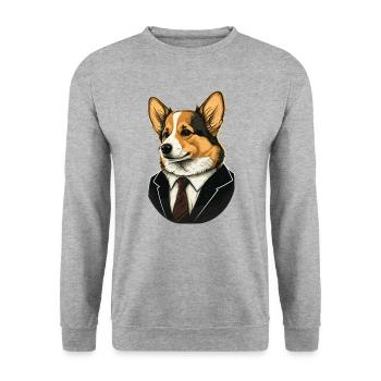 Chien Corgi intelligent - Sweat-shirt Unisexe - gris chiné - Devant - Alina (178cm) & Michal (187cm)