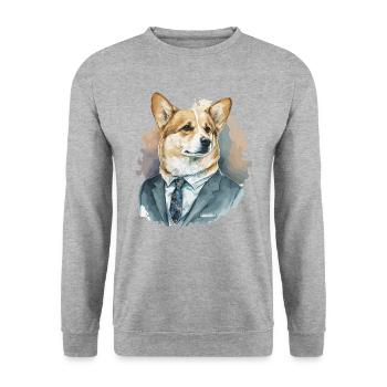 Corgi bon sens du style - Sweat-shirt Unisexe - gris chiné - Devant - Alina (178cm) & Michal (187cm)