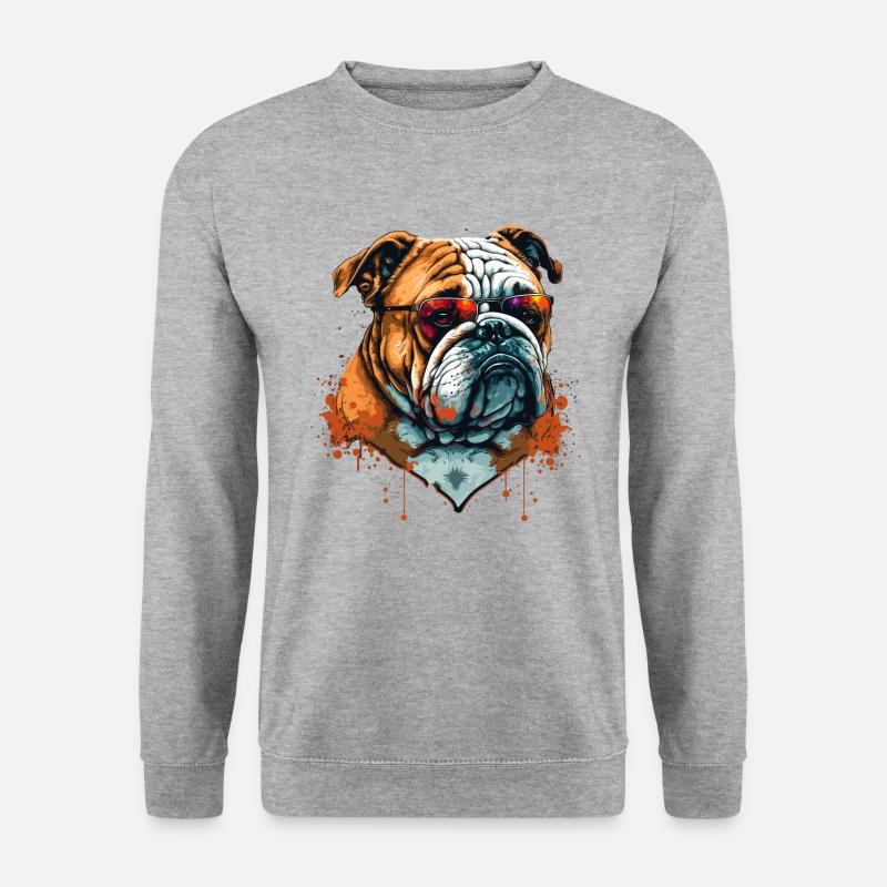 Robust aussehende Bulldogge - Unisex Pullover - Weißgrau meliert