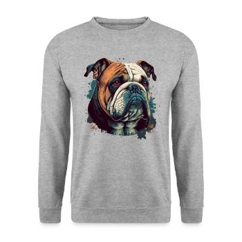 Illustration de la tête de bouledogue - Sweat-shirt Unisexe - gris chiné - Devant - Alina (178cm) & Michal (187cm)