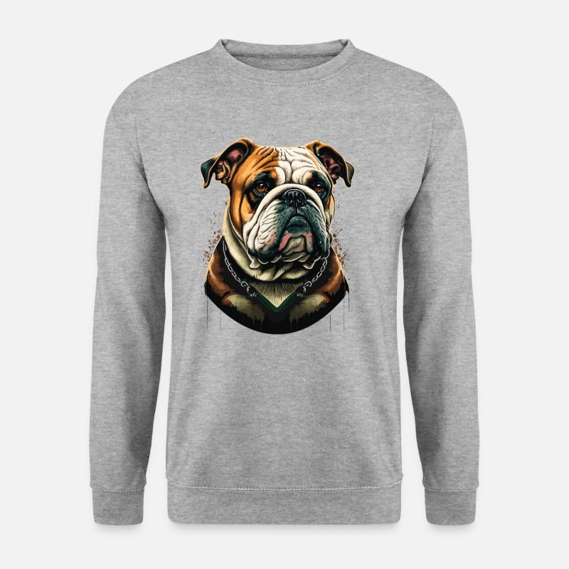 Bulldogge Haustier - Unisex Pullover - Weißgrau meliert