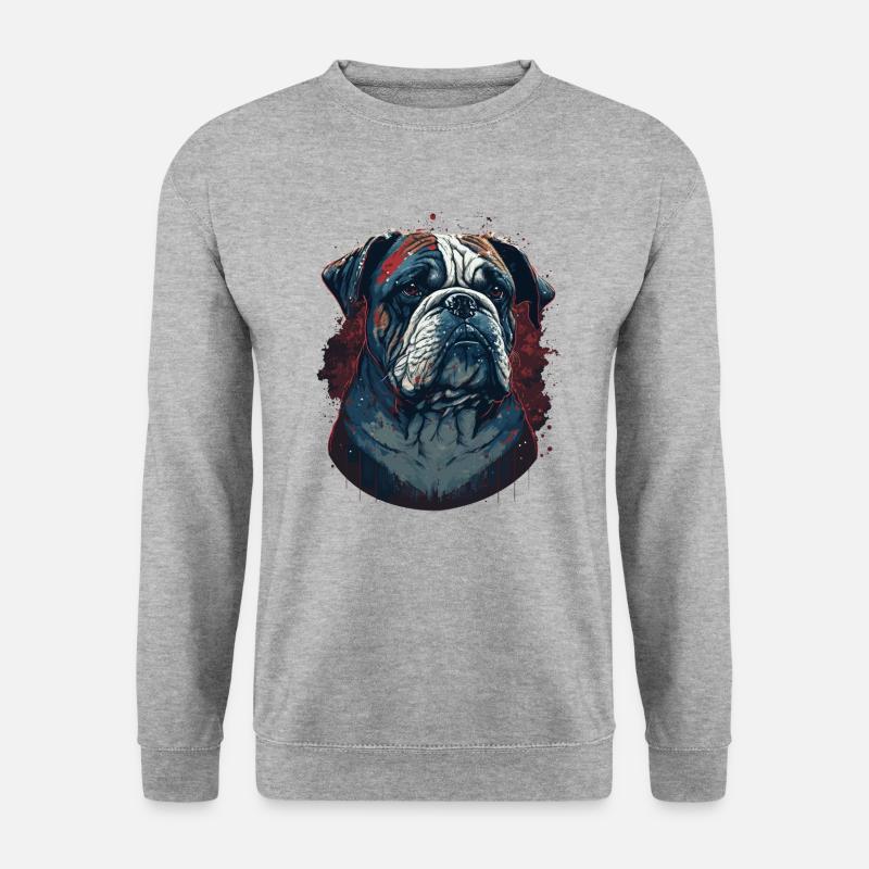 Dunkelgraue Bulldogge - Unisex Pullover - Weißgrau meliert