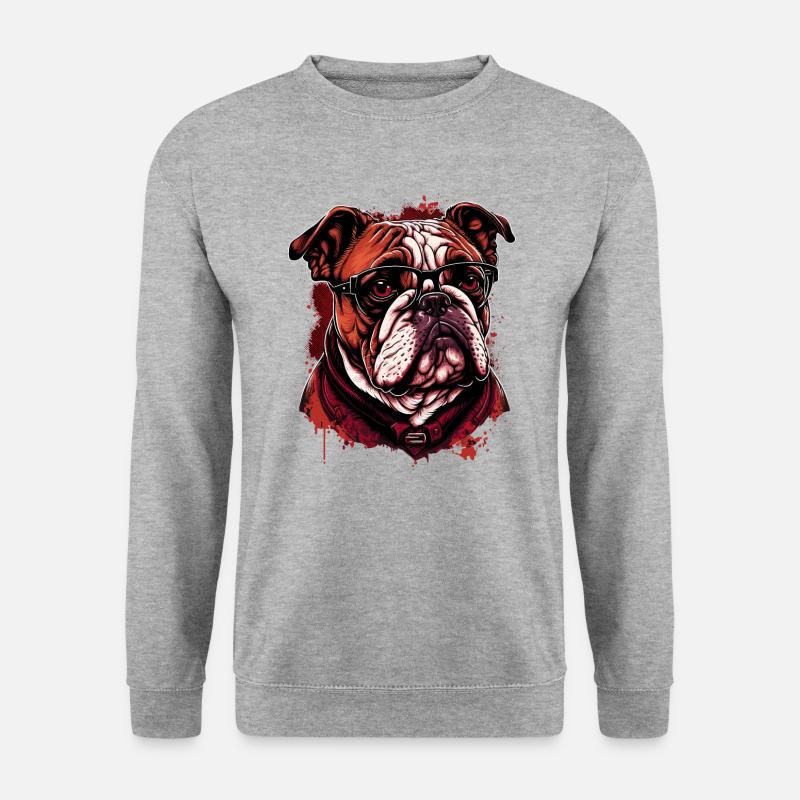 Rotaugen-Bulldogge - Unisex Pullover - Weißgrau meliert