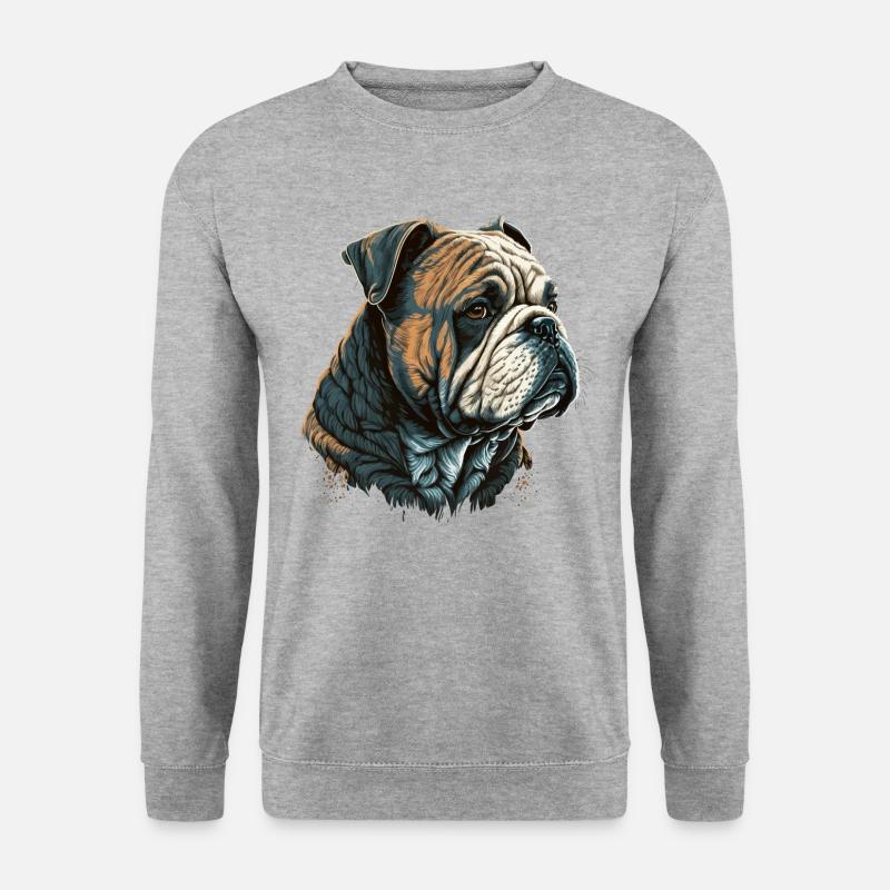 Bulldoggen-Kunst - Unisex Pullover - Weißgrau meliert