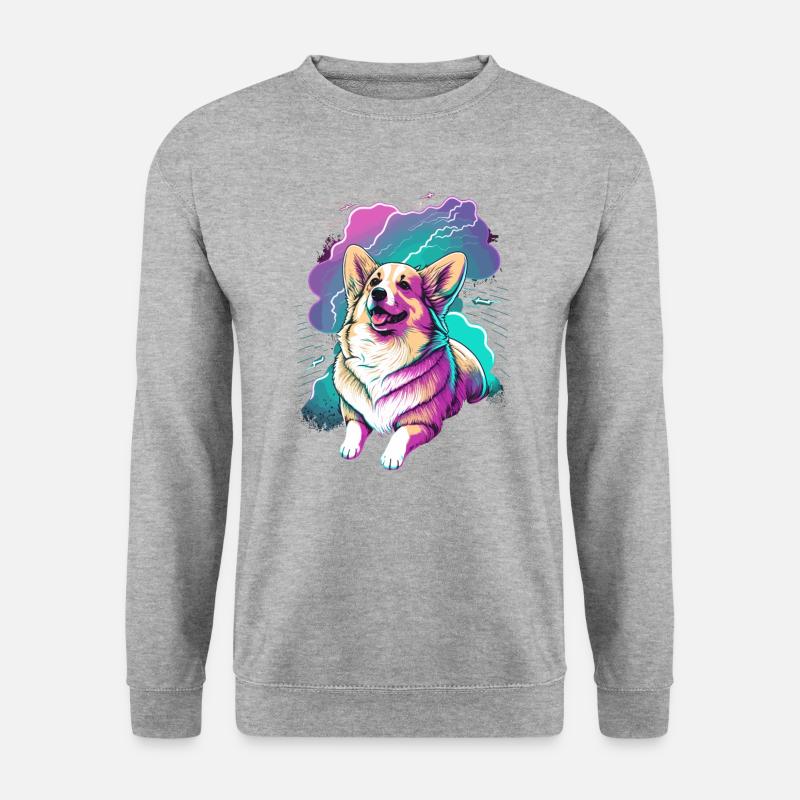 Verspielter Corgi - Unisex Pullover - Weißgrau meliert