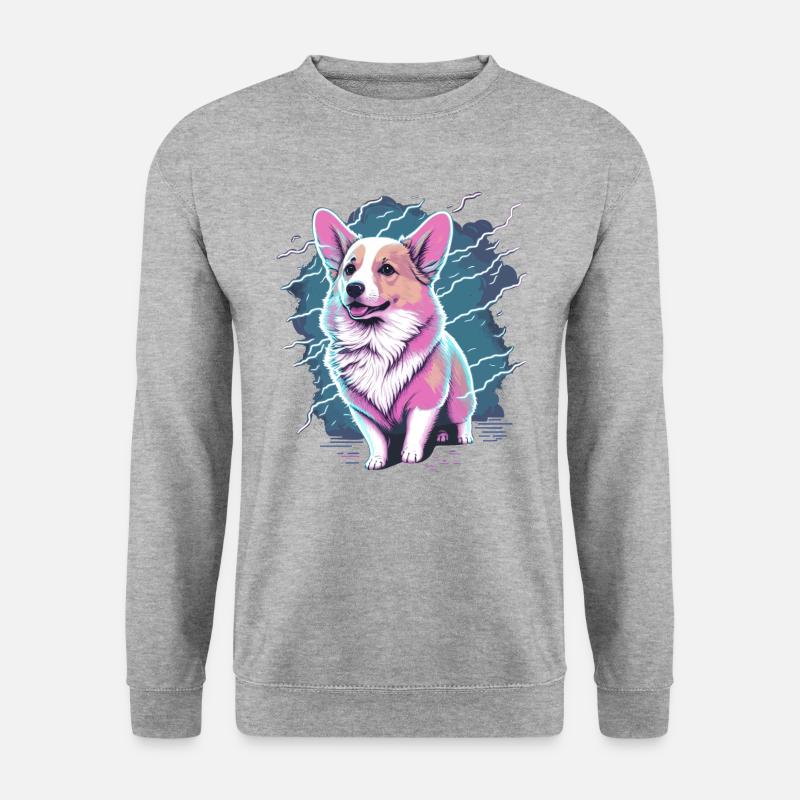Elektrisierender Corgi-Stil - Unisex Pullover - Weißgrau meliert