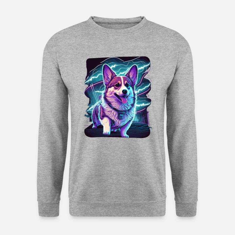 Elektrischer Corgi - Unisex Pullover - Weißgrau meliert