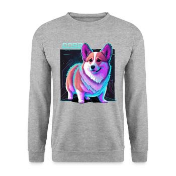 Cyber-Corgi - Sweat-shirt Unisexe - gris chiné - Devant - Alina (178cm) & Michal (187cm)