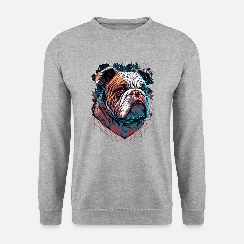 Genervte Bulldogge - Unisex Pullover - Weißgrau meliert