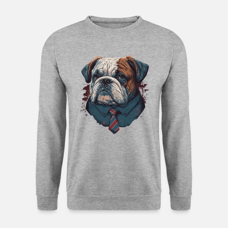 Bulldogge verkleidet - Unisex Pullover - Weißgrau meliert