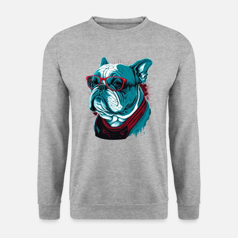 Clevere Bulldogge - Unisex Pullover - Weißgrau meliert