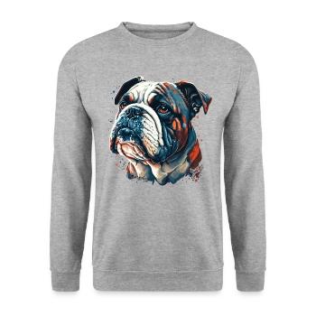 Bulldog Sad Face - Unisex Sweatshirt - salt & pepper - Front - Alina (178cm) & Michal (187cm)