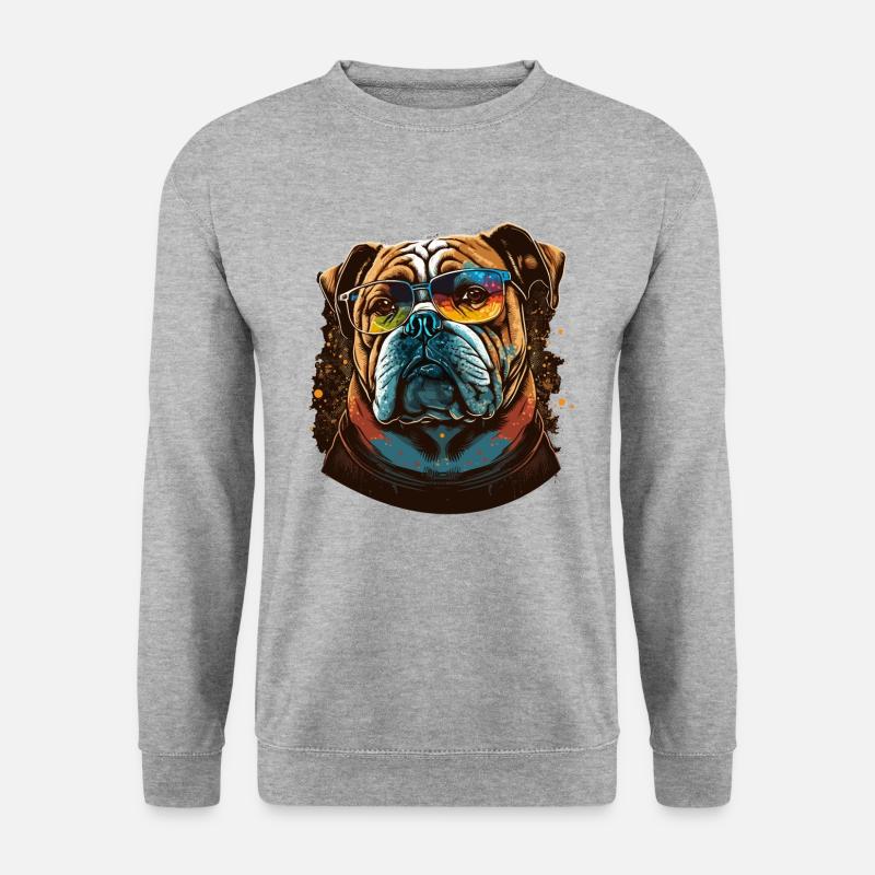 Erwachsene Bulldogge - Unisex Pullover - Weißgrau meliert