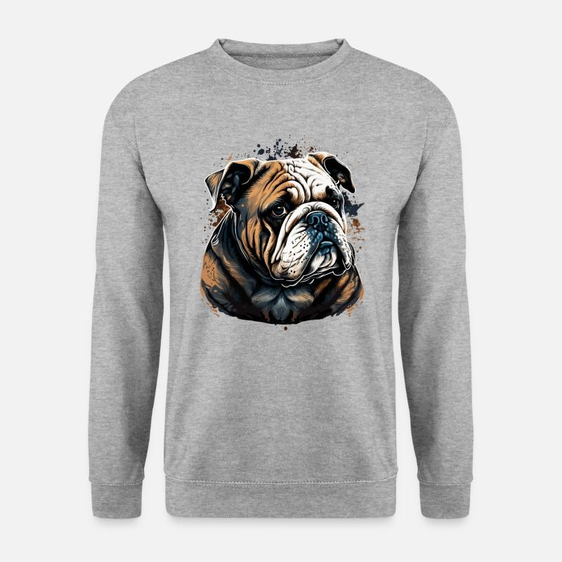 Ruhige Blicke Bulldogge - Unisex Pullover - Weißgrau meliert