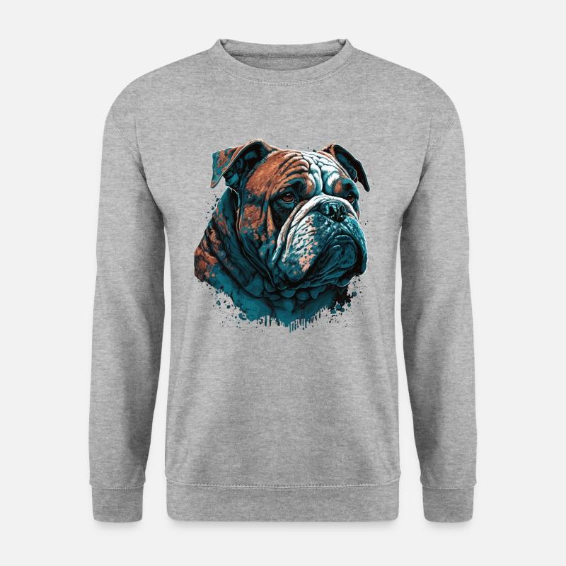 Tapfere Bulldogge - Unisex Pullover - Weißgrau meliert