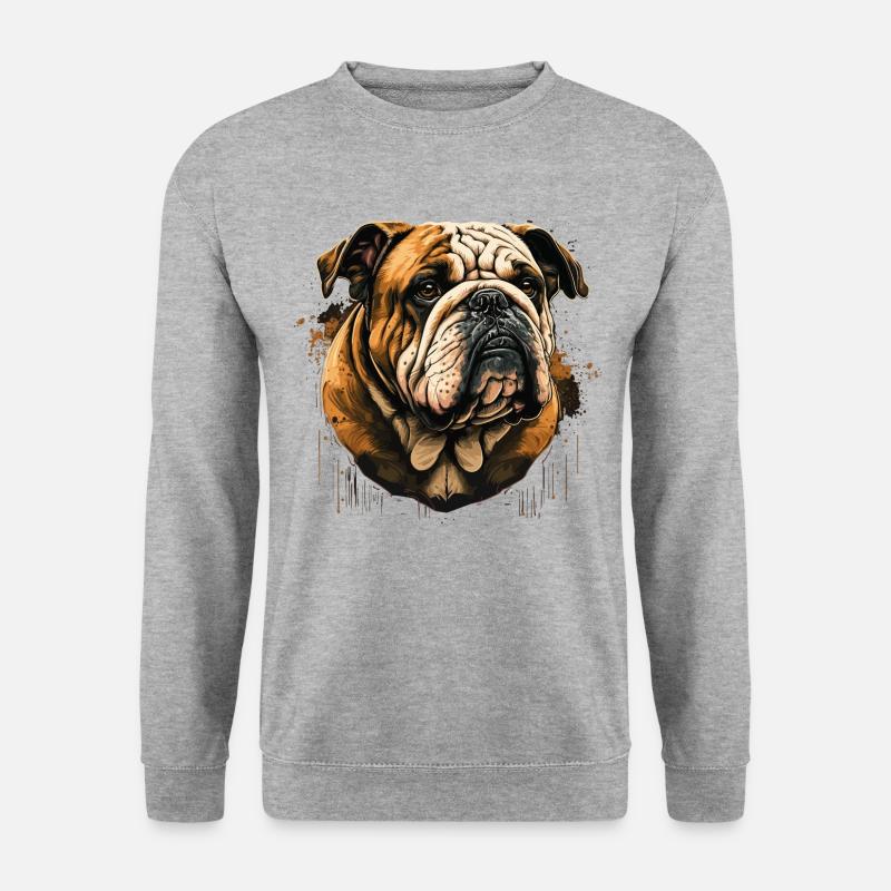 Bulldoggengesicht - Unisex Pullover - Weißgrau meliert