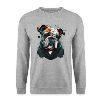 Bouledogue à l’allure intelligente - Sweat-shirt Unisexe - gris chiné - Devant - Alina (178cm) & Michal (187cm)