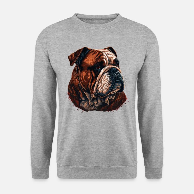 Braune Bulldogge - Unisex Pullover - Weißgrau meliert