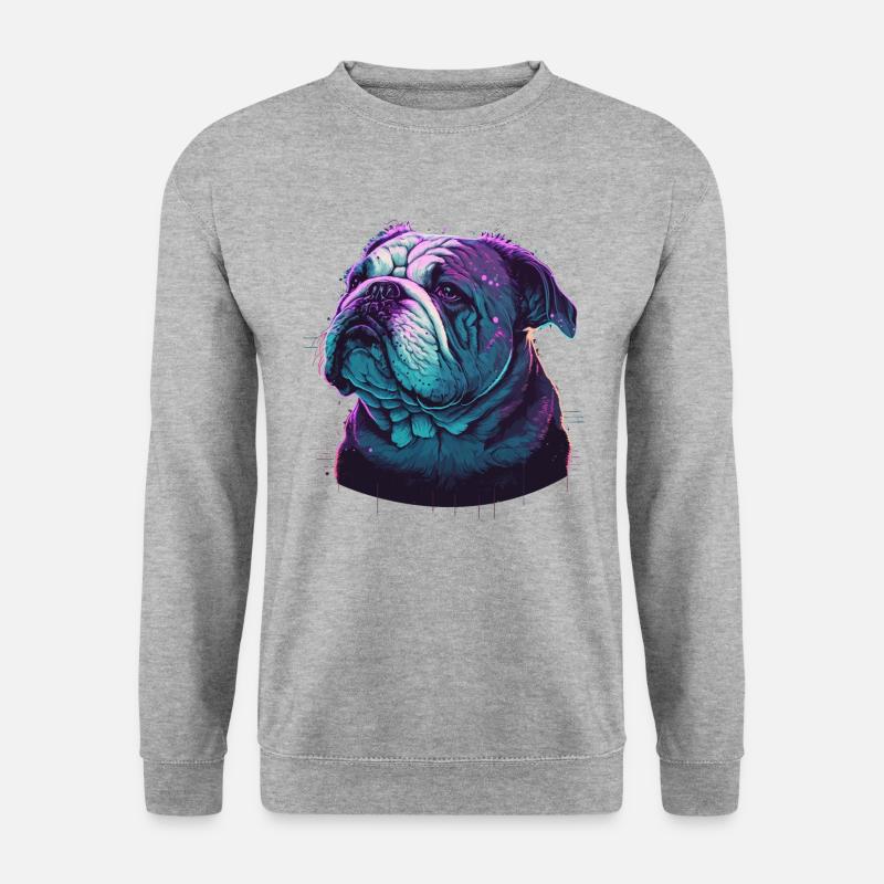 Dunkel gealterte Bulldogge - Unisex Pullover - Weißgrau meliert