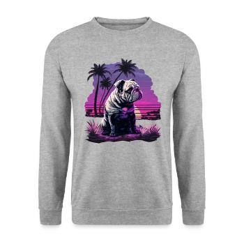 Bouledogue solitaire - Sweat-shirt Unisexe - gris chiné - Devant - Alina (178cm) & Michal (187cm)