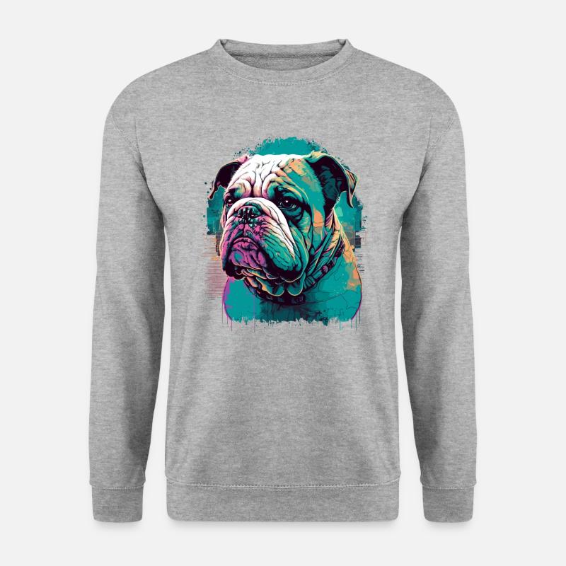 Grüne Art Bulldogge - Unisex Pullover - Weißgrau meliert
