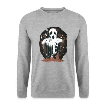 Spooky Ghost - Unisex Sweatshirt - salt & pepper - Front - Alina (178cm) & Michal (187cm)