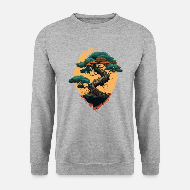 Stilvoller Bonsai-Baum - Unisex Pullover - Weißgrau meliert