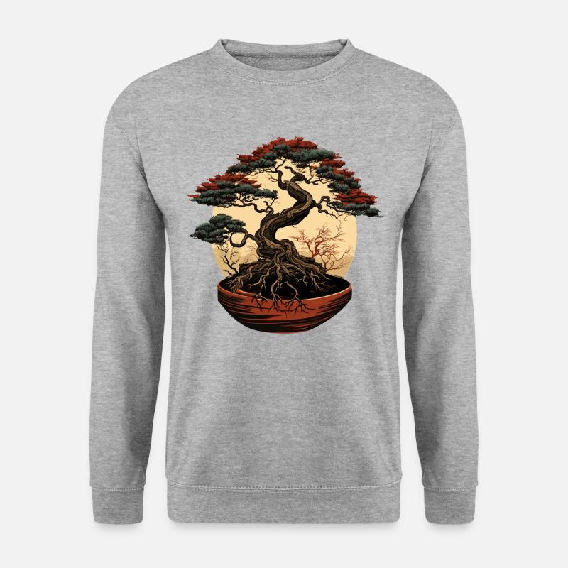 Eleganter Bonsai-Baum - Unisex Pullover - Weißgrau meliert